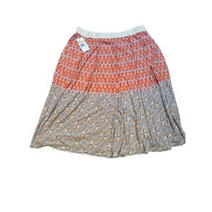 Vintage America Blues Women's Small Geometric Print Maxi Skirt Orange Blue